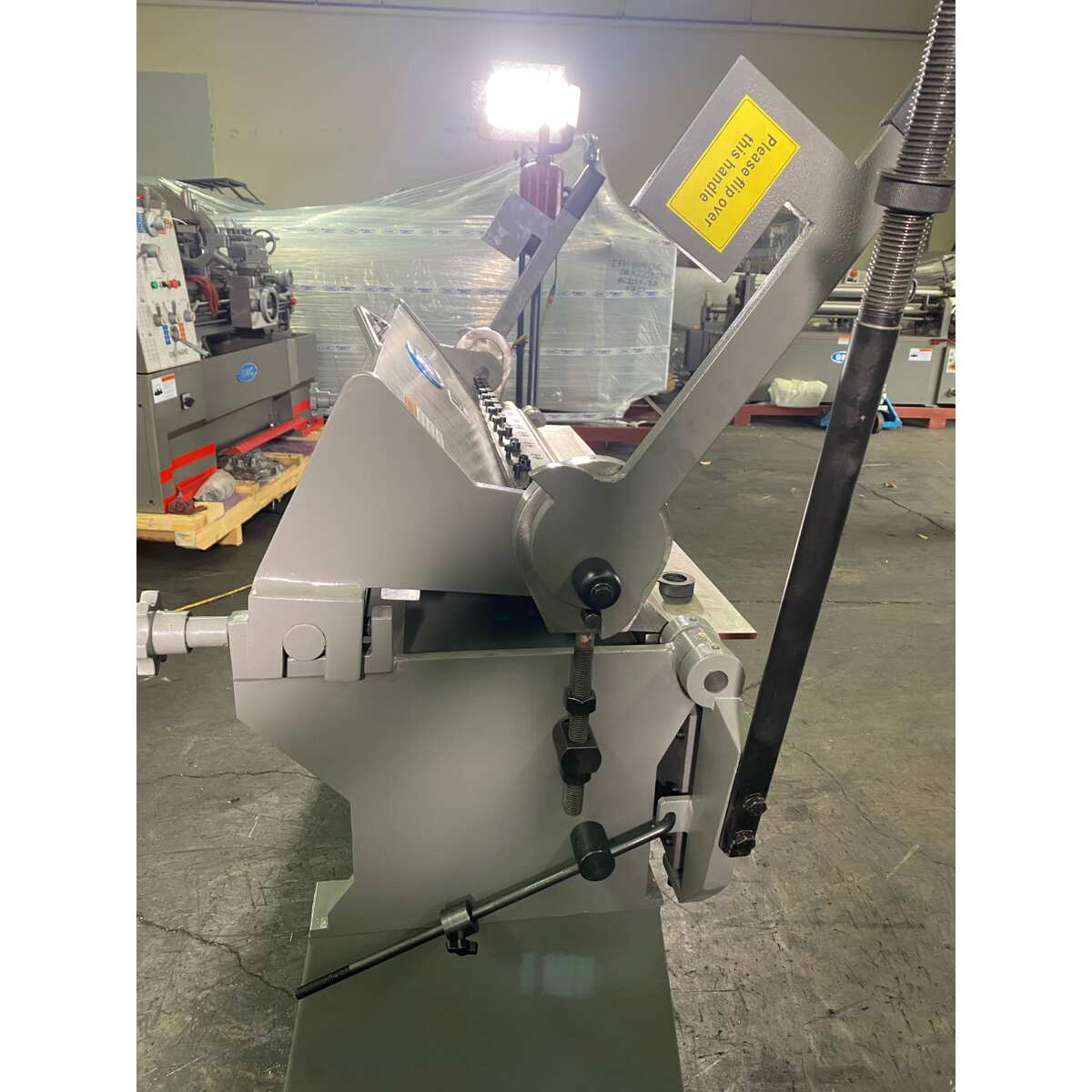 Side view of Sheet metal brake