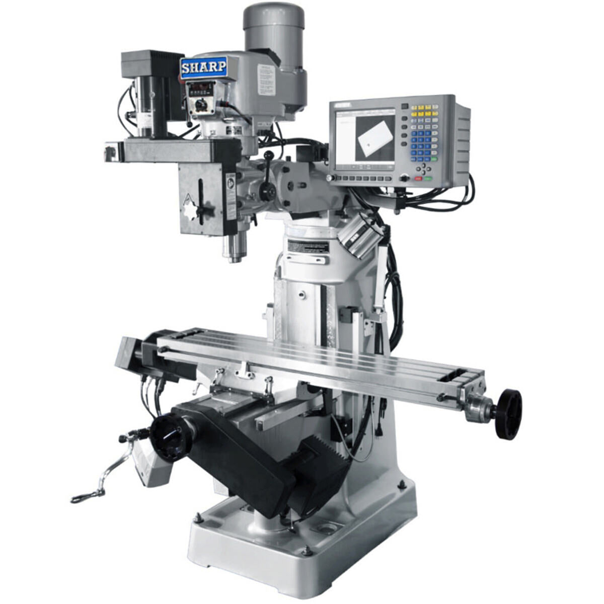 View front of Sharp Industries Knee Milling Machine LMV-49-DVS-MP-3