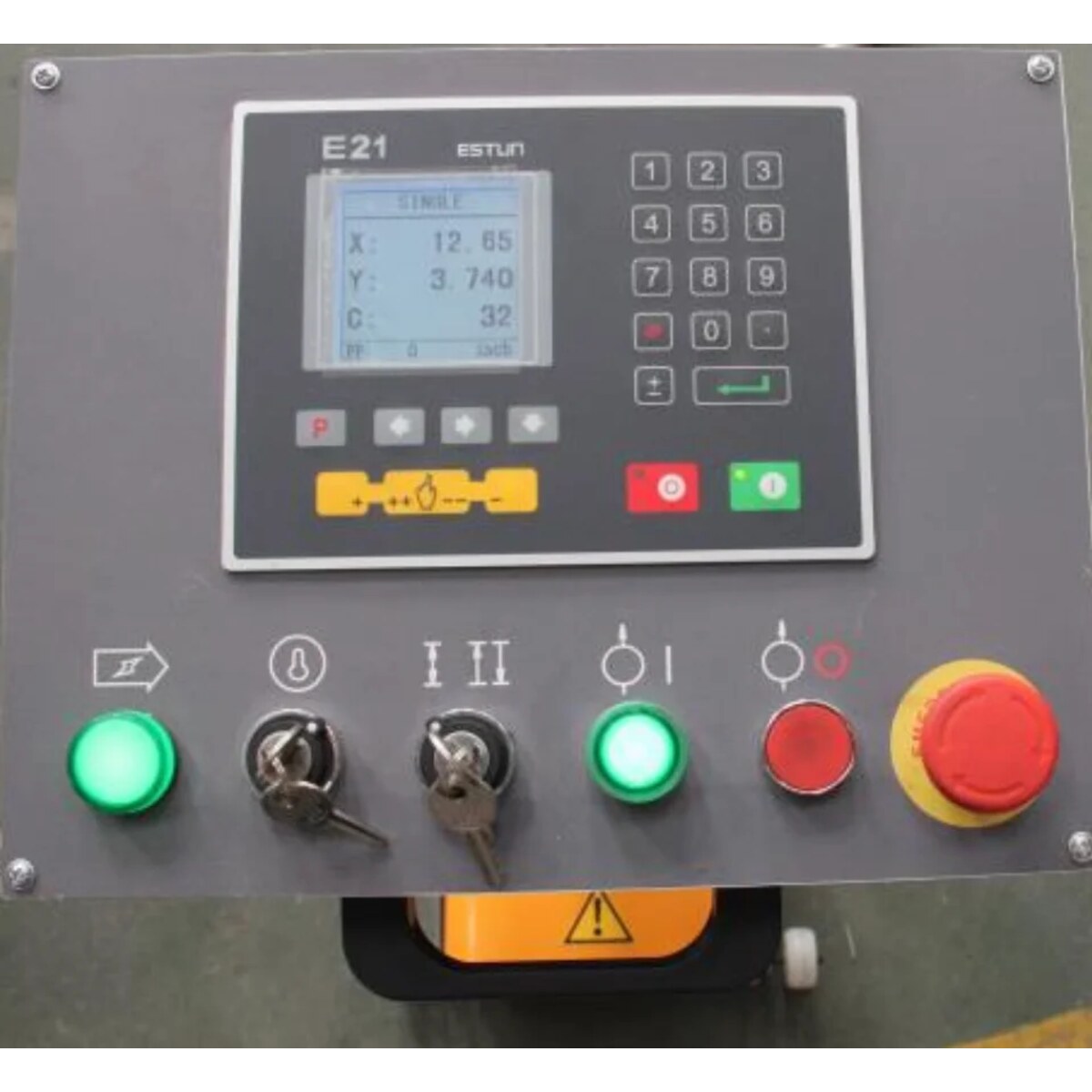 Close-up view of Press Brake Control Panel